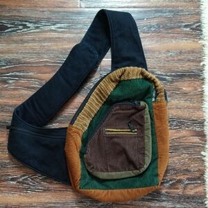 Multicolor Corduroy Sling Bag